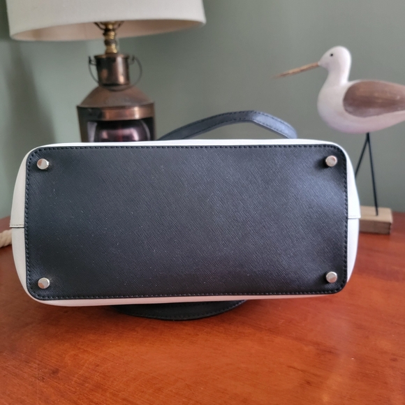 Kate Spade Laurel Way Dally Tote Blue White Black Crossgrain Leather Purse - Picture 8 of 16